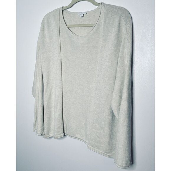 J Jill Pure Jill Oatmeal V Neck Long Sleeve Pullover Minimalist Cozy Sweater L - Picture 2 of 10